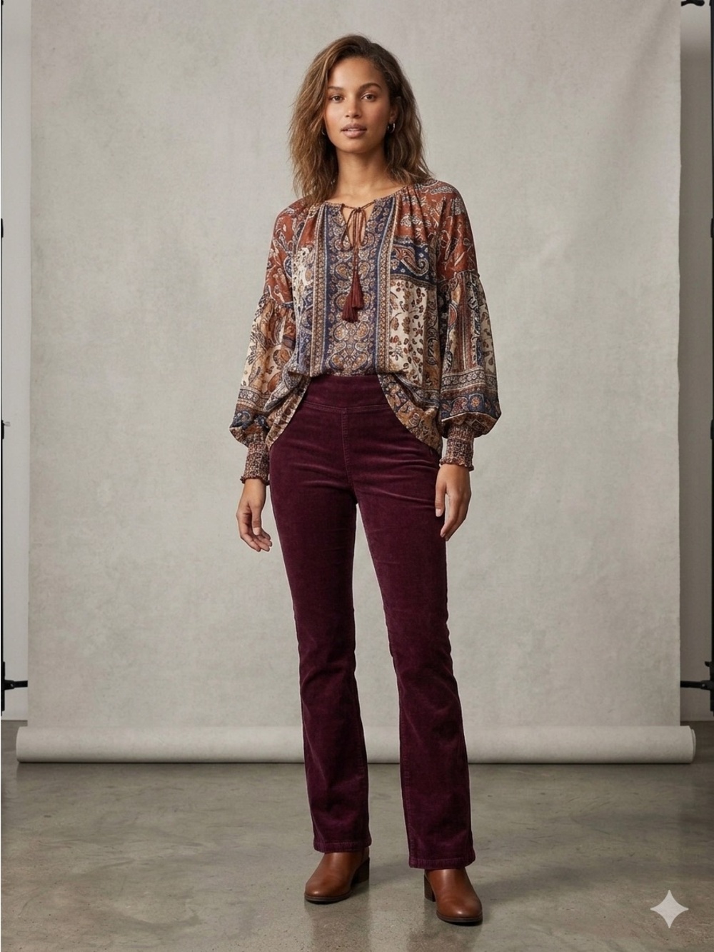 Free People Womens Wine Velvet Pants XS - Picture 2 of 10